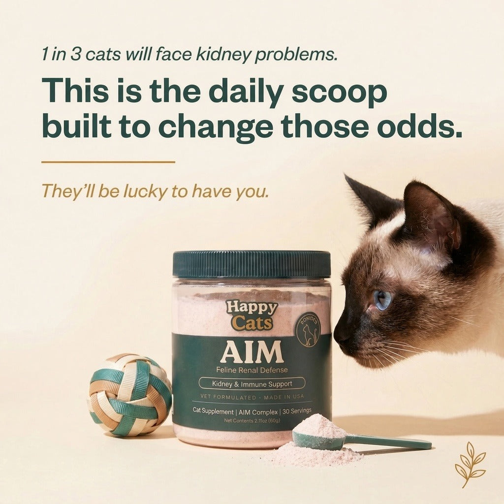 HappyCats AIM, Unlock Your Cat’s Longest, Healthiest Life – Claim 50% Off Today