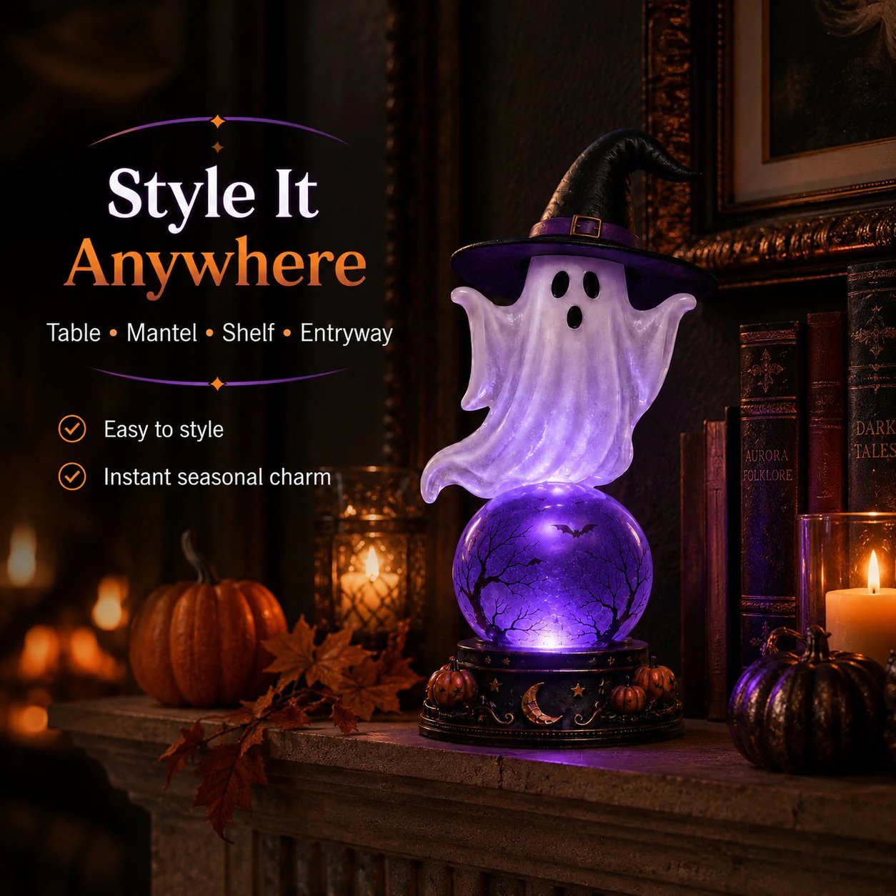 🔥 Last Day 49% OFF🎃Halloween Raven Crystal Ball Lighted Decor👻