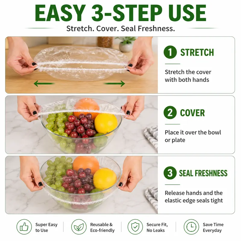 Disposable Stretch Food Covers Keep Your Food Fresh, Clean & Protected Every Day