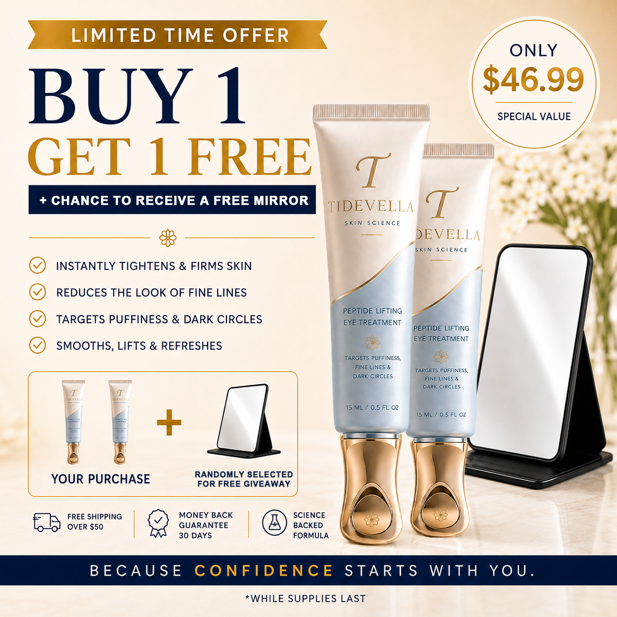 Tidevella Instant Face Temporary Tightener – Instant visible results in 30 seconds