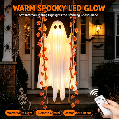🔥Limited-time 20% Off👻✨LED Hanging Ghost Swing Decoration, 5FT Remote Controlled Halloween Outdoor Hanging Decor🎃