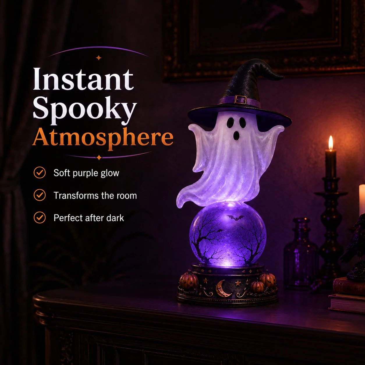 🔥 Last Day 49% OFF🎃Halloween Raven Crystal Ball Lighted Decor👻