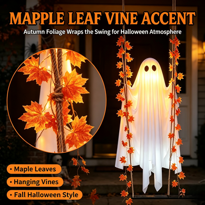 🔥Limited-time 20% Off👻✨LED Hanging Ghost Swing Decoration, 5FT Remote Controlled Halloween Outdoor Hanging Decor🎃