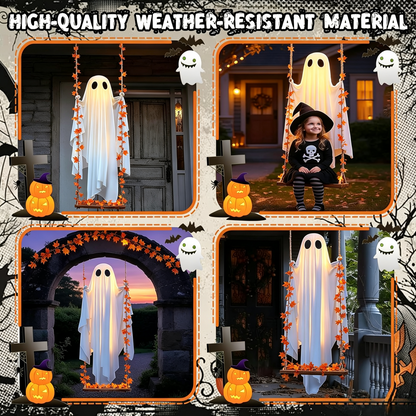 🔥Limited-time 20% Off👻✨LED Hanging Ghost Swing Decoration, 5FT Remote Controlled Halloween Outdoor Hanging Decor🎃