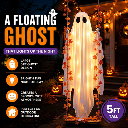 🔥Limited-time 20% Off👻✨LED Hanging Ghost Swing Decoration, 5FT Remote Controlled Halloween Outdoor Hanging Decor🎃