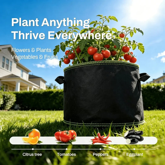 🌱 5 Gallon Grow Bags – Heavy Duty Aeration Fabric Pots with Handles for Vegetables, Flowers & Fruits