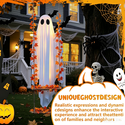 🔥Limited-time 20% Off👻✨LED Hanging Ghost Swing Decoration, 5FT Remote Controlled Halloween Outdoor Hanging Decor🎃