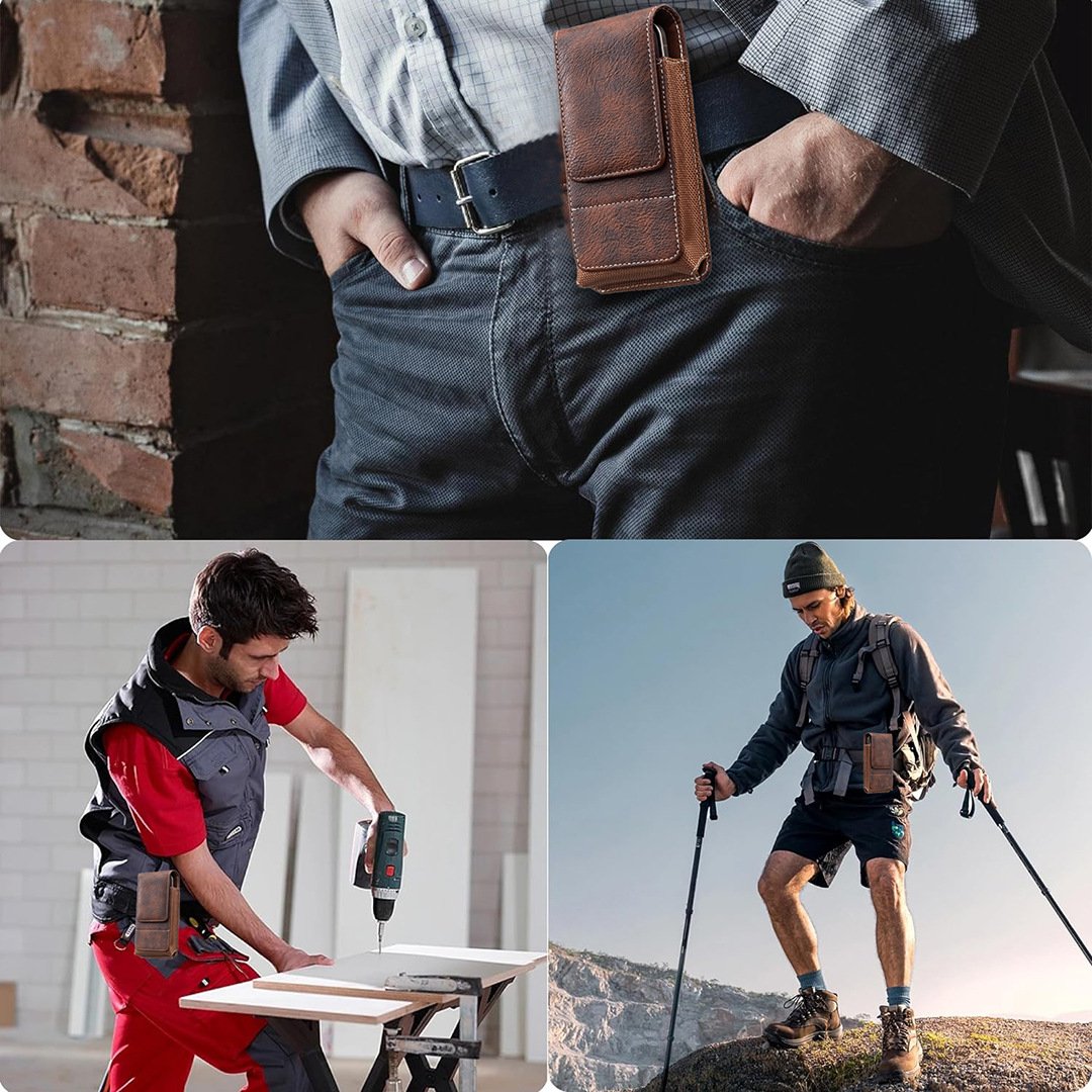 ⚡Big Discount | Waist Belt Cell Phone Pouch 📱 Multi-Pocket Leather Phone Case with Card Holder