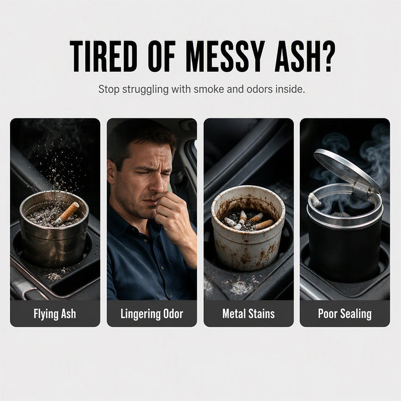 🔥 50% OFF PROMO 2026 🚗 Rotating Car Ashtray, Ceramic Inner Coating, Waterproof & Odor-Proof for Your Vehicle ✨🎉