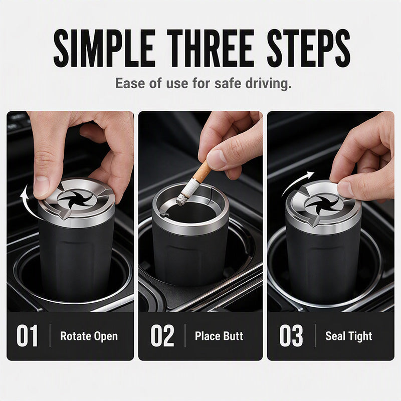 🔥 50% OFF PROMO 2026 🚗 Rotating Car Ashtray, Ceramic Inner Coating, Waterproof & Odor-Proof for Your Vehicle ✨🎉